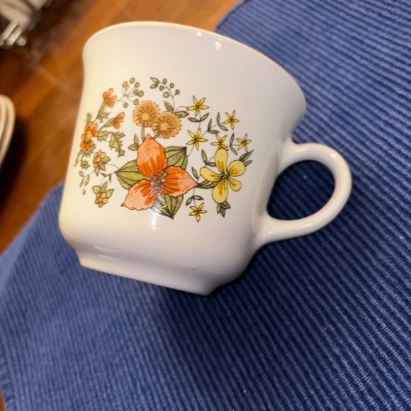Corelle Other - Corelle Floral Mugs with Orange and Yellow Accents lot of 3 cups